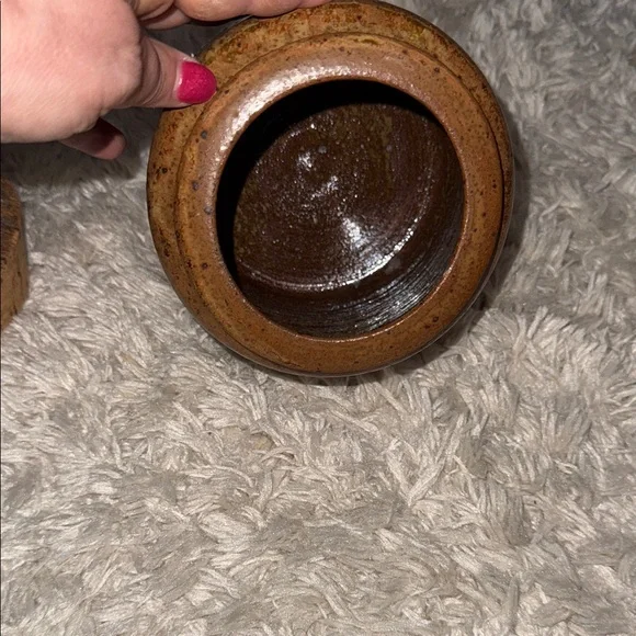 Rustic Signed Artisan Pottery Jar with Cork Lid - Picture 12 of 14